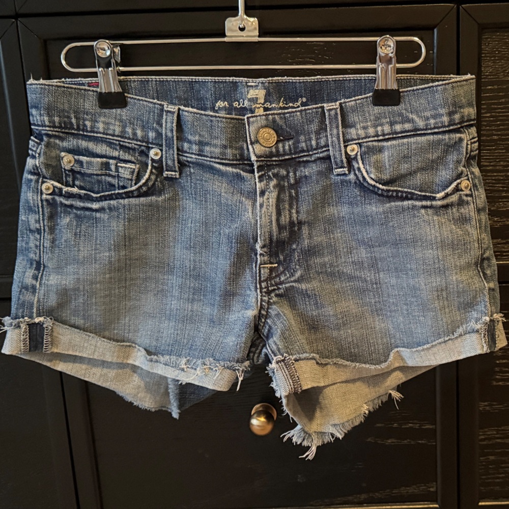 7 For All Mankind Blue Jean Shorts